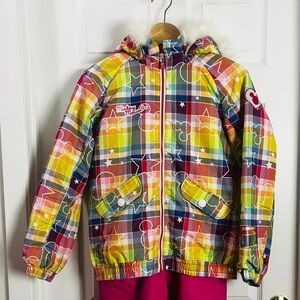 Disney Mickey Mouse Colorful Plaid Kids Ski Jacket & Pants Set